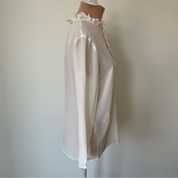 Miu Miu 2012 Collection Lace Ruffle Neck 3/4 Sleeve Ivory Silk Blouse IT 40/US 4 - Picture 5 of 13